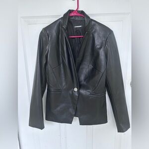 Tahari Black pleather  Jacket with Tailored Fit and Notched Lapels